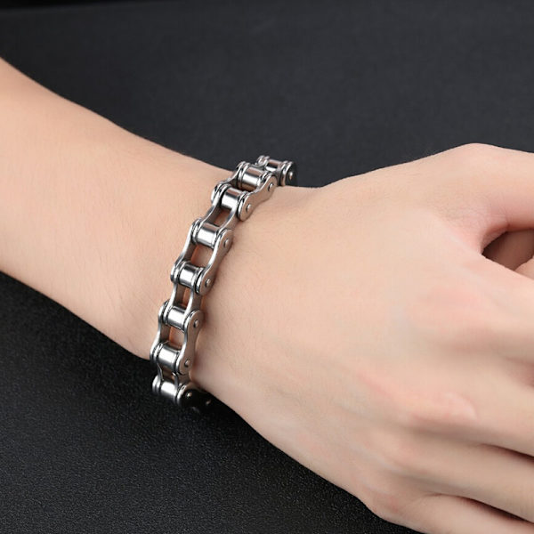 Mode män rostfritt stål motorcykel cykel kedja armband Bang Black