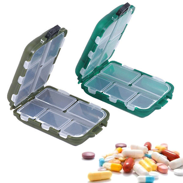 Pill Box Medicin Organizer Dispenser Box Case Travel Tablet Co Green