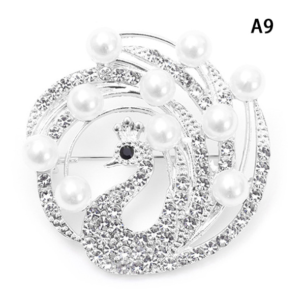 Pearl Rhinestone Peacock Brosje Dyr Corsage Brosjer Bryllup A9