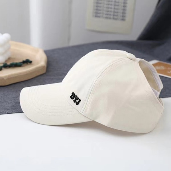 Baseballkasket Snapback hestehale halvtom top kasket kpop hat wome Beige