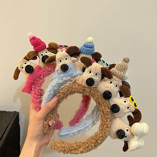 Pehmo Dog Doll HairBand Naisten Talvi e Sarjakuva Face Wash Hairb Pink