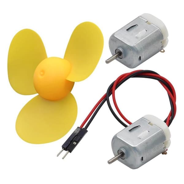 Mini DC-motor sett med gul 3-blads vifte, høy hastighet, lav støy A1