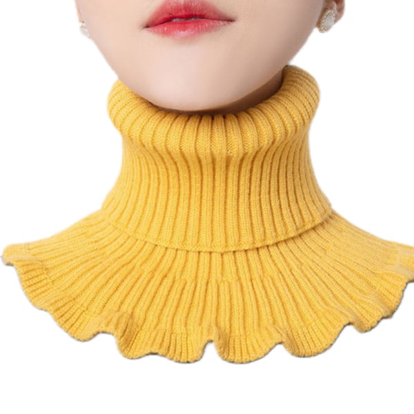 Kvinnor stickad halsduk Warm Turtleneck Neck Warmer Detacha Yellow