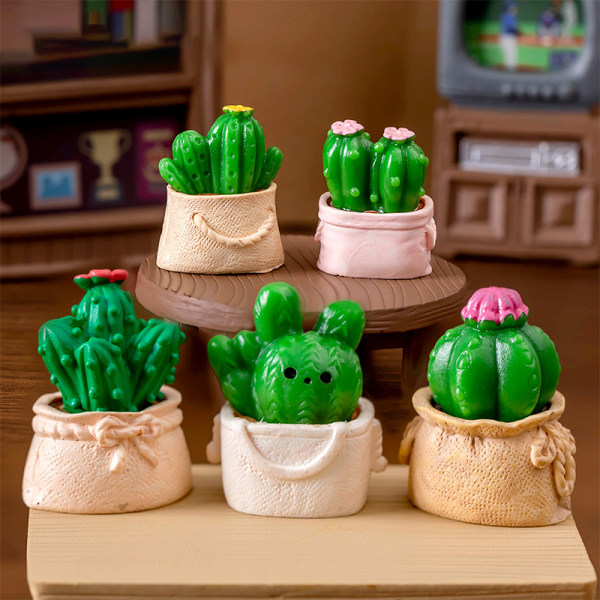 Mini Cactus Ornament Succulent Potted s Dollhouse Micro Landsc B