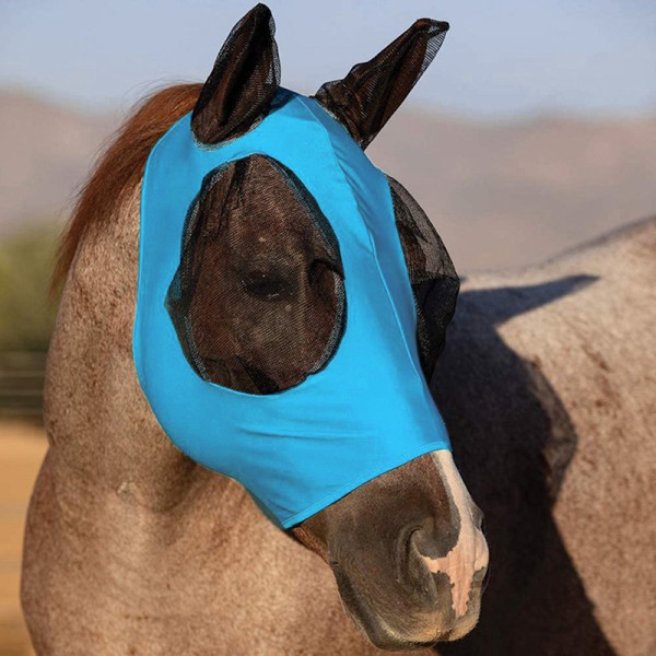 Anti-Fly Mesh Equine Mask Hästmask Stretch Bug Eye Hästfluga Black