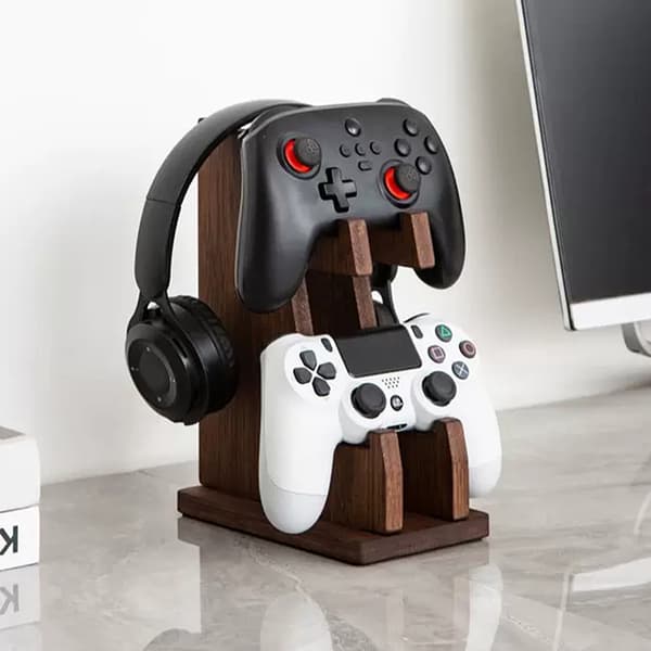Multifunktionel Universal Spillecontroller Stand i Massivt Træ Og A2