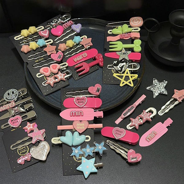7 stk/sett e Barrettes Dame Enkel Metal Snap Clip Hodeplagg Hai 10