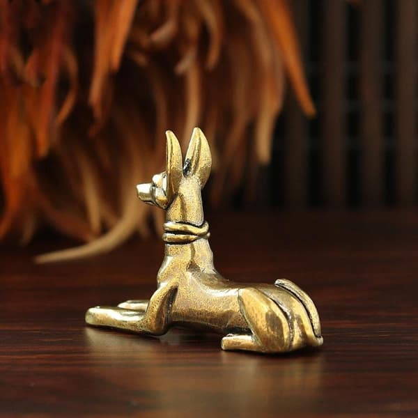 Messing egyptisk faraohundstatuefigurer Retro håndlaget Co 1pc