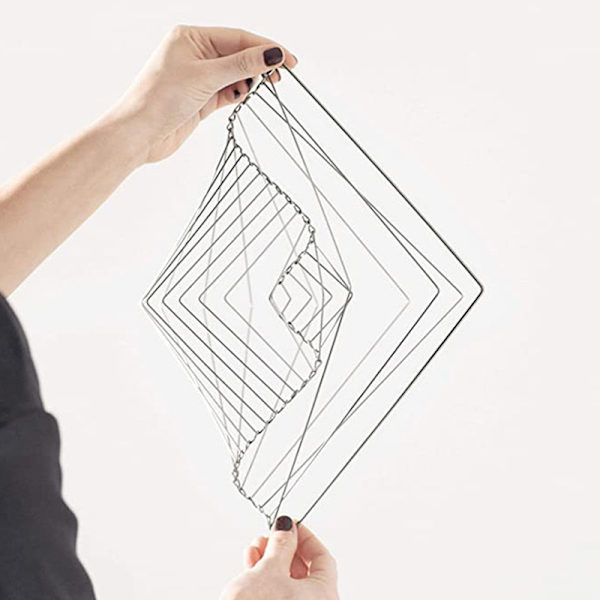 Square Wave Kinetic Spinner Creative Design Of Dekorative Ornam Silver