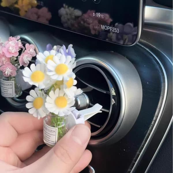 Bilens midtkonsoll luftutløp simulerte blomsterklips ornamenter A5