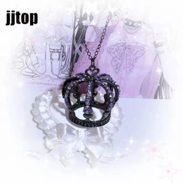 Crown Subculture 3D Stor Fuld Rhinestone Krone Sweater Kæde N A2