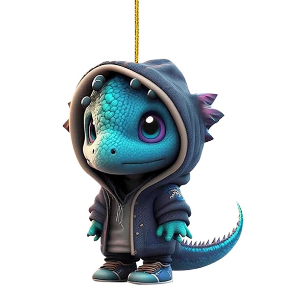 Cartoon Dragon Staty Ornament Akryl Hängsmycke Semester Dekoration A4