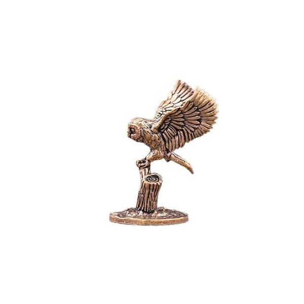 Antikke solide messingugle miniatyrfigurer retro kobberdyr
