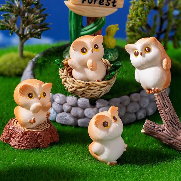 Mini Resin Owl Statue Micro Landscape Decoration For Car Home D B