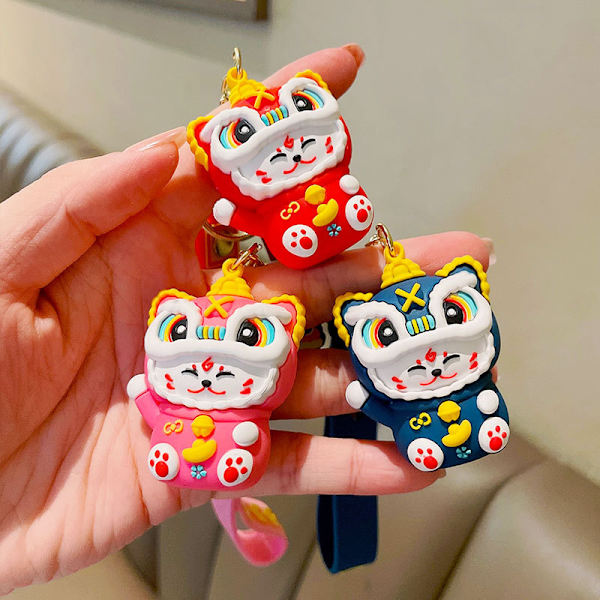 Creative Keychains 2022 New Year of the Tiger Lucky Cat hängsmycke Red