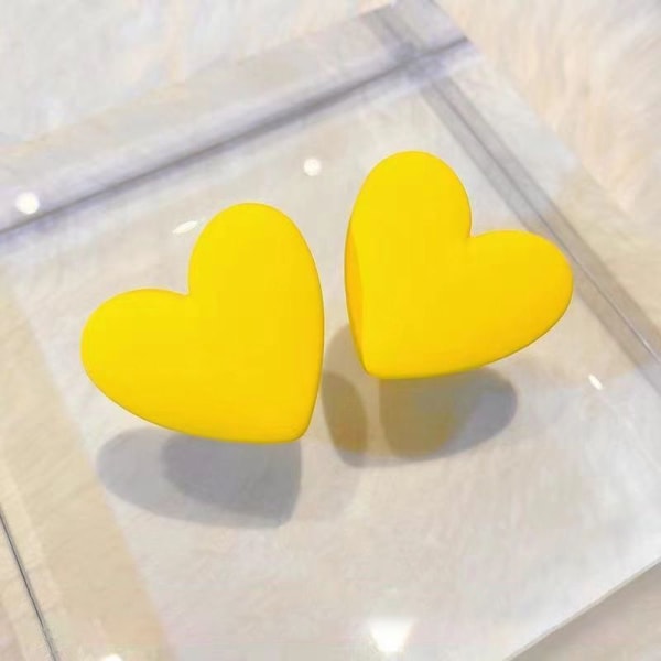 e n Hjerte øredobber Ny trend Boho Geometric Love Heart Stud Ear Yellow