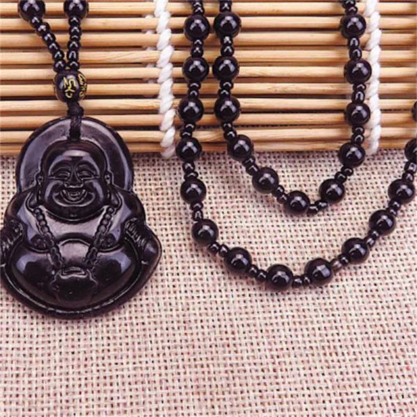 Svart grønn Buddha anheng halskjeder kvinner amulett stil Neckla A2