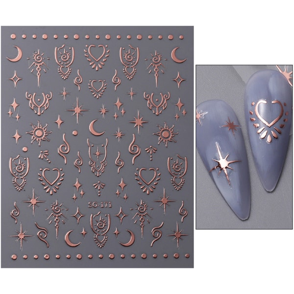 Boho Vintage Bronzing Moon Sun Totem Nail Art Stickers Manicure A3