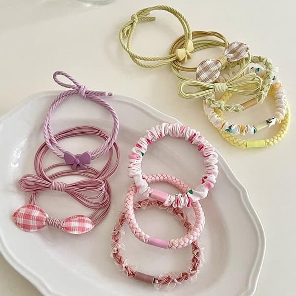 6 stk/sæt n Høj elastisk hårelastik Scrunchies Hestehaleholder H A3