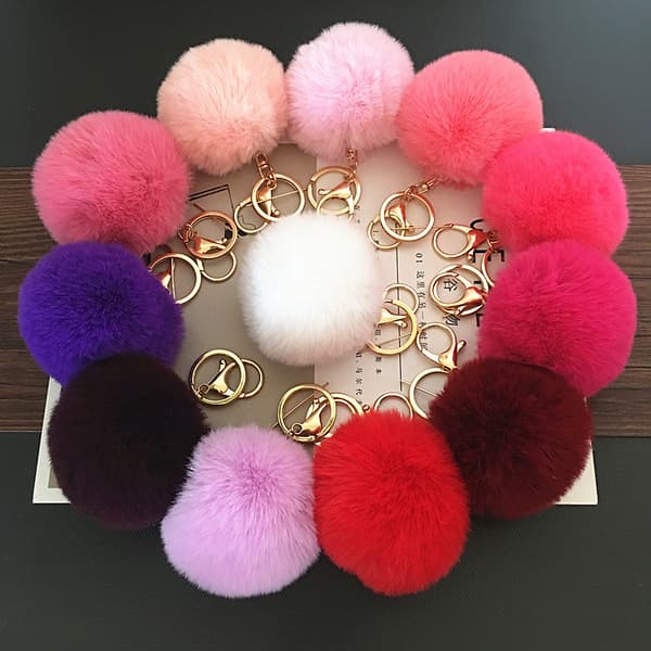 8cm e Key Soft Fluffy Fur Ball Nøglering Fluffy Key Chains Trink A12