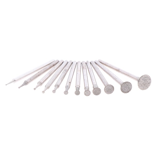 12 stk Drill Diamond Slipehode Bur 2,3 mm Jade Stone Carve