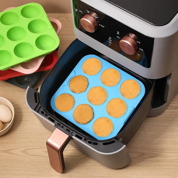 1 stk. firkantet muffinform med 9 huller, silikoneform til cupcakes Blue