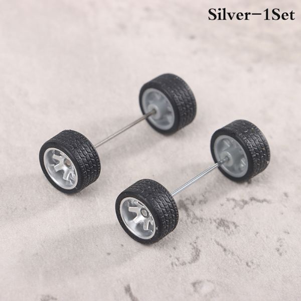 1Set 1:64 auton pyörä kuumapyörän kumirenkaaseen pyörän akselilla Mo Silver