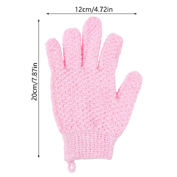 1 Par Badehandsker Badeeksfolierende Fem-Finger Handsker Skrub Pink
