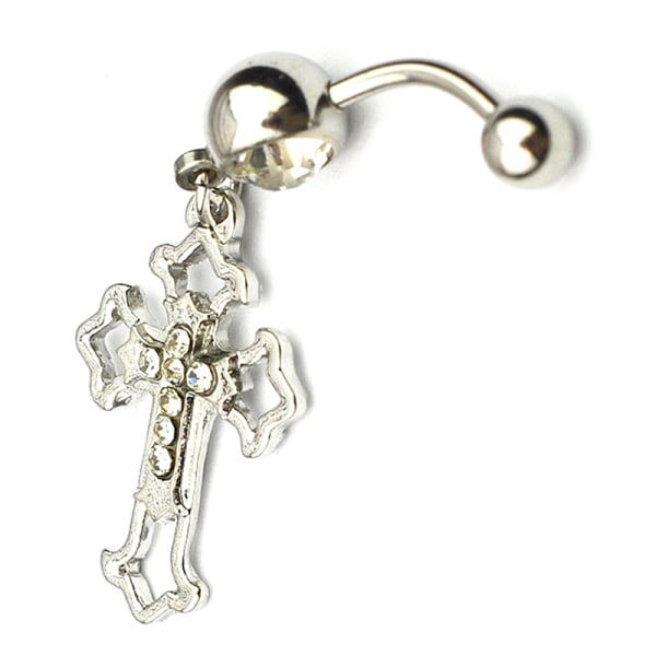 Hollow Cross Navel Ring Kirurgiskt stål Belly Button Ring Pierci Black