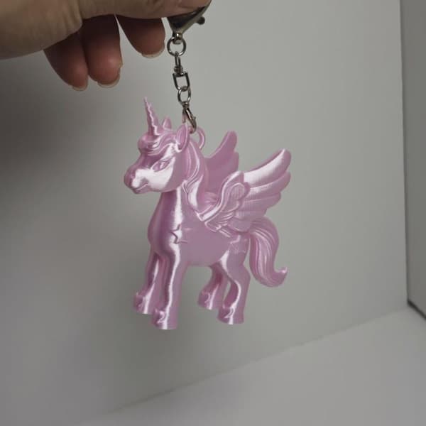 Mode Rosa Pegasus Nyckelring 3D-printad Väskberlock Hjärtlås A1