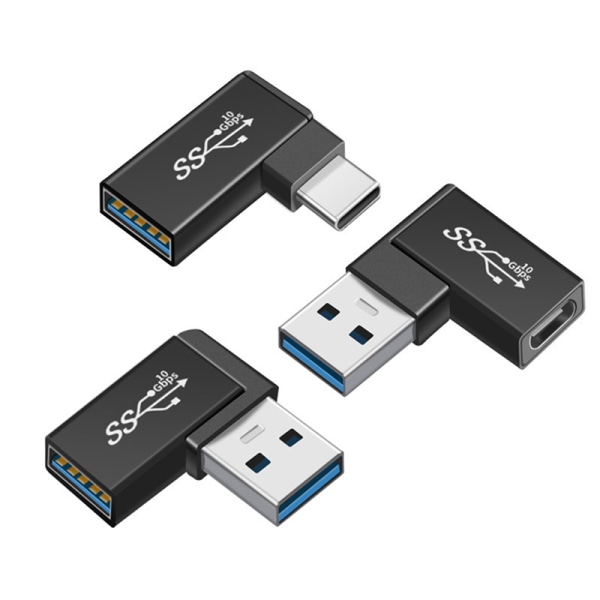 90 asteen suorakulmainen USB 3.0 uros-naaras -laajennussovitin A