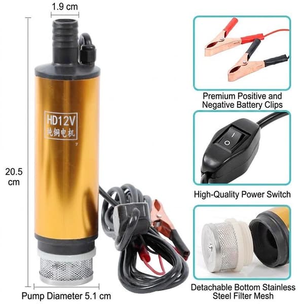 38/51MM Elektrisk Biloljepump 12/24V För Pumpning av Dieselolja A2