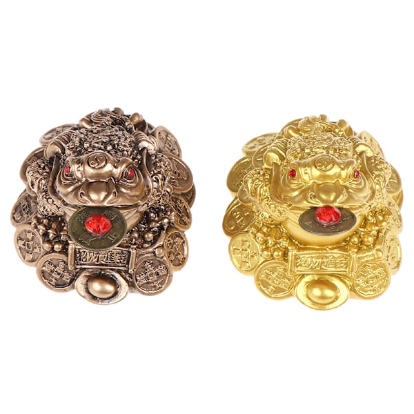 1 stk. Fortune Frog Feng Shui Lykkepengefrø Hjemmekontor Dekora Bronze