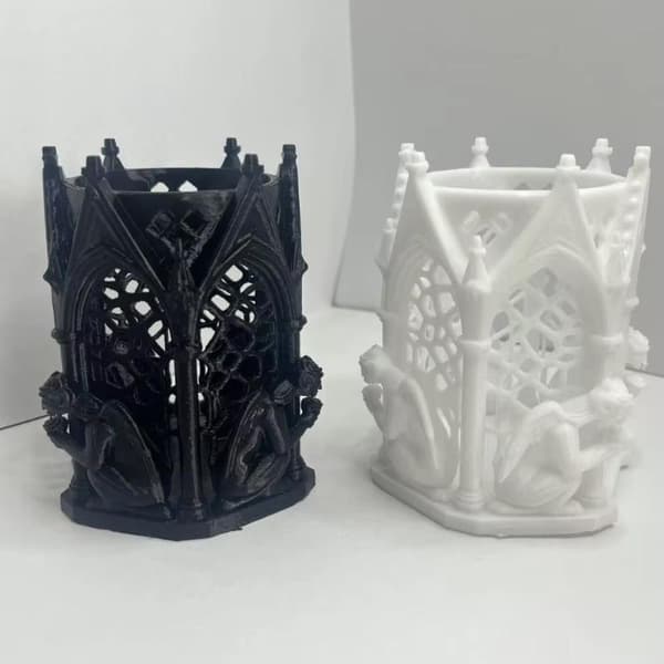 3D-printet gotisk arkitektur penneholder multifunktionel makeup White