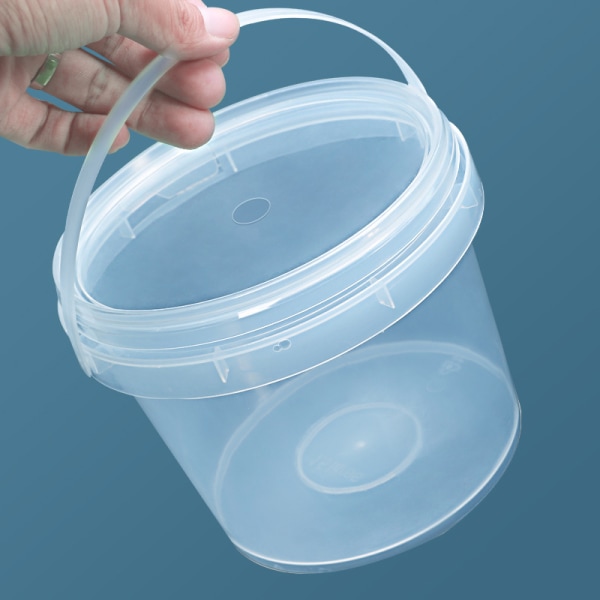 150ML-1500ML plastikspande + låg - tomme hvide med håndtag - 150ML