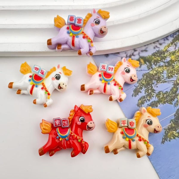 10 st tecknade DIY-hartstillbehör Cabochon Flatback e Pony Em A6