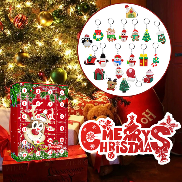 Jul adventskalender presentförpackning 24 st julhängsnyckel