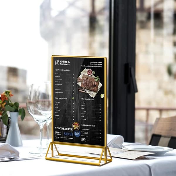 Transparent Akryl Displayställ Dubbelsidig Guldkant Bröllop 132×206mm