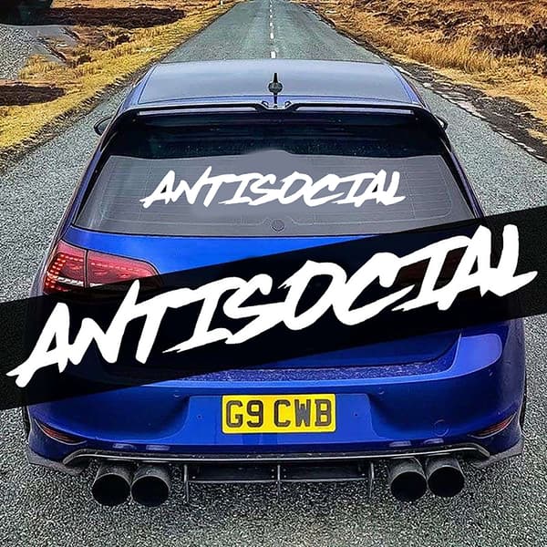 Antisocial bilmærkat Flag forrude Creative Competition Lad Black