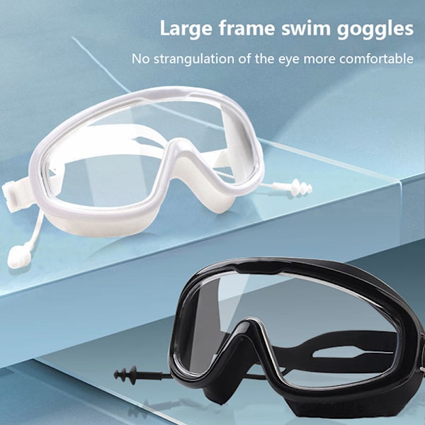 Big Frame Professional Svømming Vanntett, mykt silikonglass White