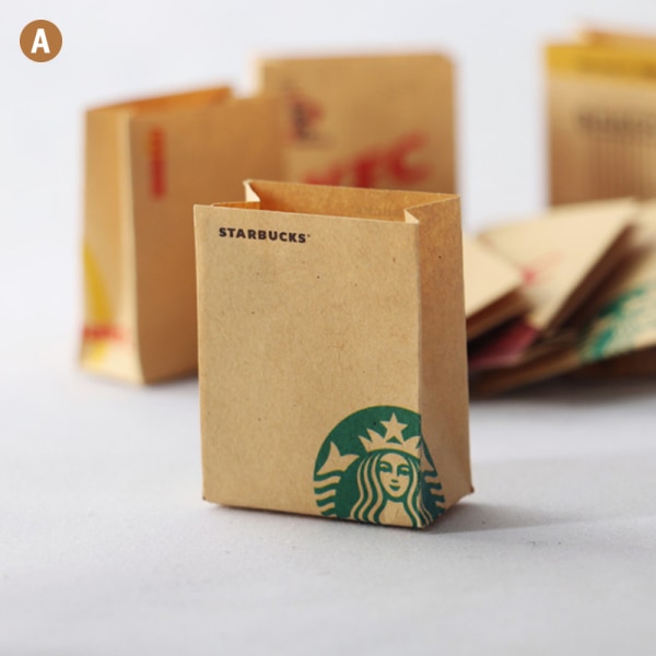 5 stk Dukkehus Simulering Miniatyr Hamburger kaffe Fries Pack A