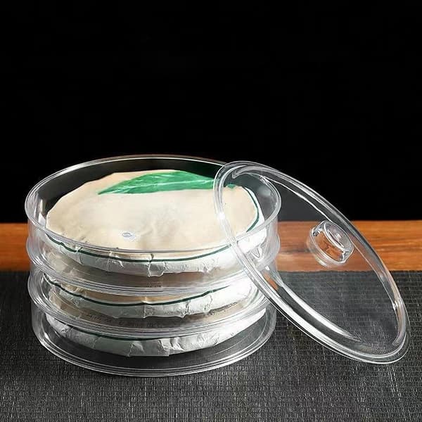 Multifunksjonell teoppbevaringsboks i plast, gjennomsiktig og stabelbar A2