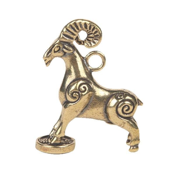 Zodiac Ged Skulptur Træd På Penge Får Figur Messing Statue