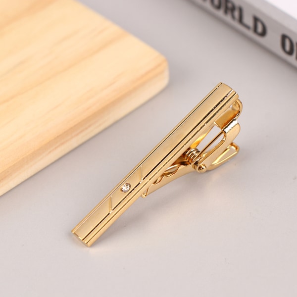 1 Stk Simple Style Necktie Clip For Mænd Pin Clip Kort Clip Guld 1