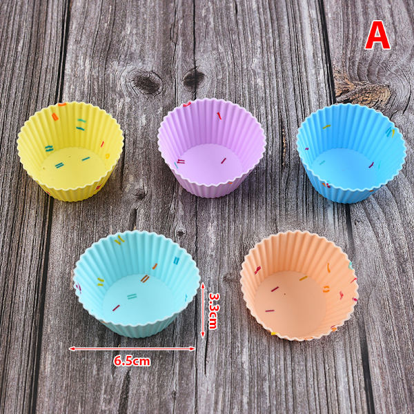 5 stk/sæt Silikone kageform muffin cupcake bageforme DIY kage A