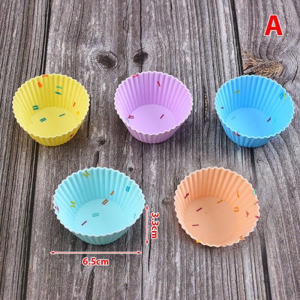 5 stk/sett Silikon kakeform Muffins cupcake bakeformer DIY kake A