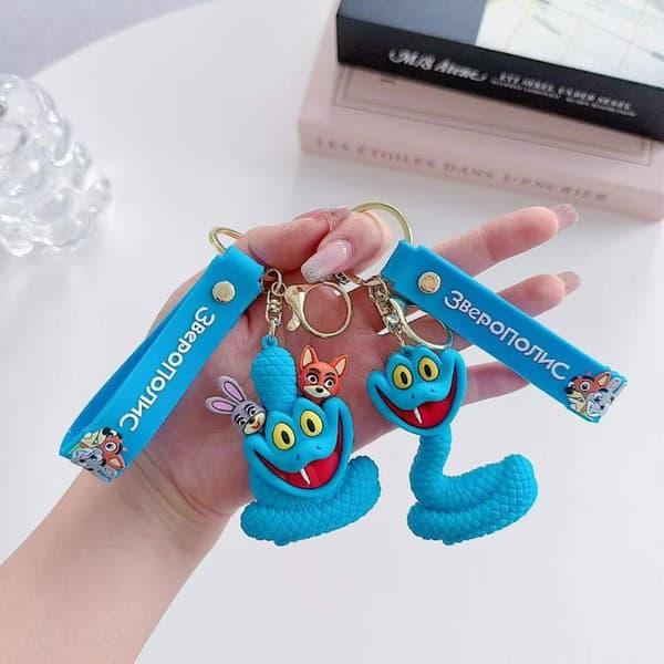 1/4 st tecknad Zootopia Gary nyckelring Kawaii blå orm PVC C A2