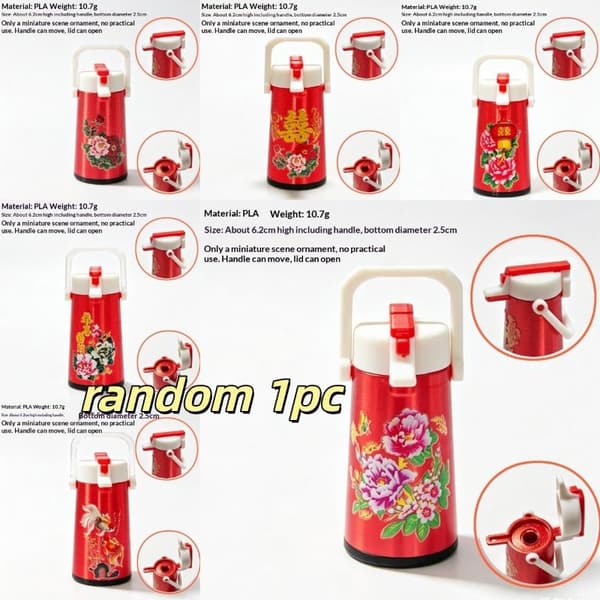 1/12 Mini Varmtvandsflaske Termokande Model Til Dukkehus Nostalgi Red