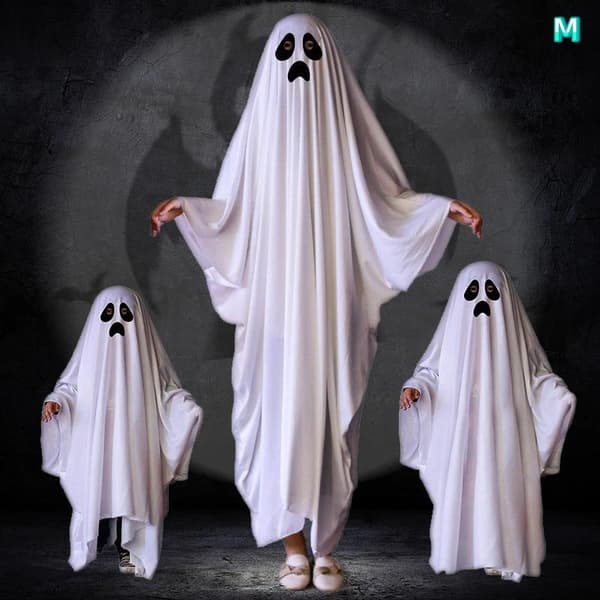 Vit Spöke Halloweenkostym Mjukt Andningsbart Tyg Lätt att Bära C M