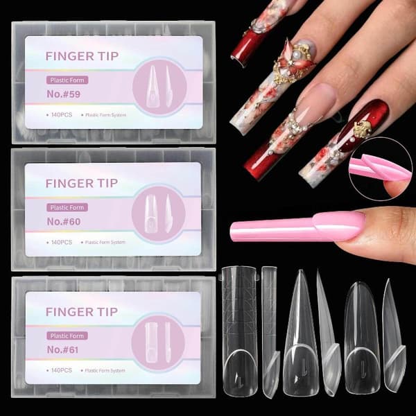 140 stk. doble former negletupper negleform stilette negleforlengelse T A3